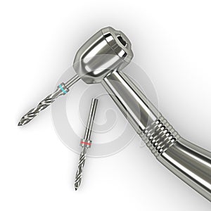 3d render of handpiece with dental drills photo