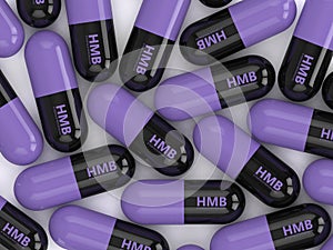 3d render of HMB pills lying on table