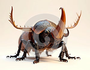 3D Render of Horned Beetle with Realistic Texture