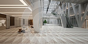 3d render of hotel lobby