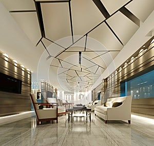 3d render hotel lobby