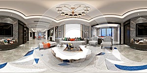 3d render house interior 360 degrees