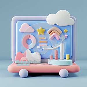 3D render icon Box plot with playful 3D elements showcasing data distribution for sleep patterns icon 3d business