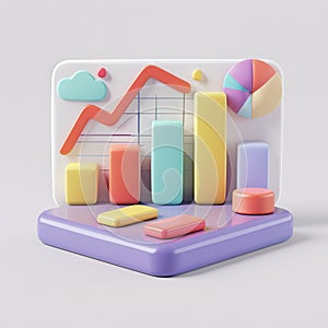 3D render icon Box plot with playful 3D elements showcasing data distribution for sleep patterns icon 3d business