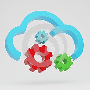 3d render. 3d icon cloud service of the internet support service