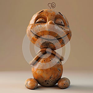3D render iconA clay character representing fire with a fiery aura and burning objects around it 3d electric photo