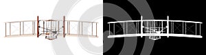 Wright Flyer 1- Front view white background alpha png 3D Rendering Ilustracion 3D photo