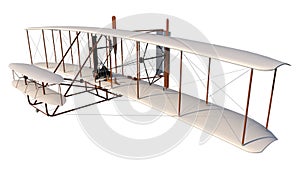 Wright Flyer 1- Perspective B view white background 3D Rendering Ilustracion 3D photo