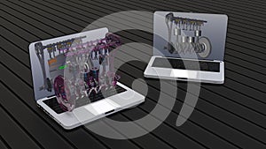 3D rendering - computer aided design of an inline engine