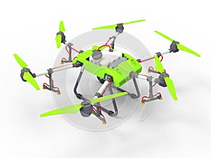 3D rendering - detailed green hexacopter photo