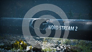 3D render of a damaged pipe Nord Stream 2 photo