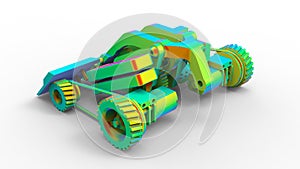 3D rendering - FEA analysis of a geared vehicle