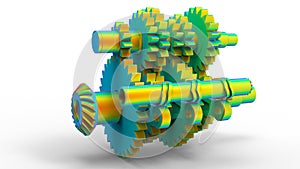 3D rendering - Gears finite element analysis closeup photo