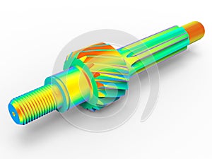 3D rendering - finite element analysis of a steel shaft photo