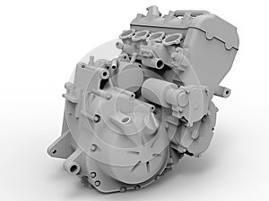3D render grey engine car assembly photo