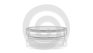 3D render, illustration.Petri dish with reflection,