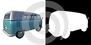 Retro 1960 minibus Bus- Perspective B view white background alpha png 3D Rendering Ilustracion 3D photo