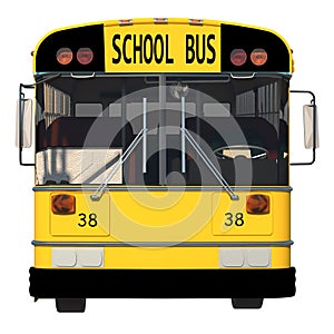 Retro School Bus-Front view white background 3D Rendering Ilustracion 3D photo