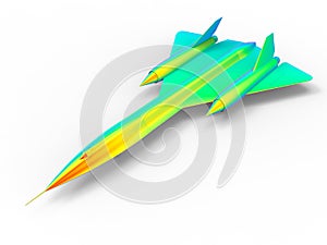 3D rendering - rainbow jet plane