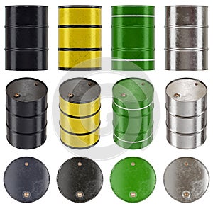 3d render illustration of a set of drum barrels