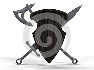 Shaded medieval shield photo