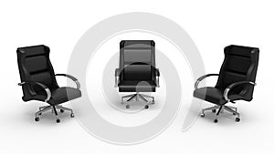 3D render - three black executive chairs