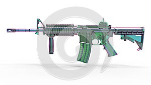 3D rendering - transparent assault rifle