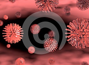 3D render illustration virus cell background