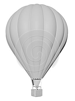 3d render illustration, white hot air balloon mockup, isolated white background