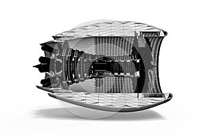 Computer aided design with 3D software. airplane engine development with the help of a computer software