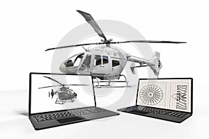 3D render image representing a helicopter design
