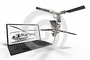 3D render image representing a helicopter design
