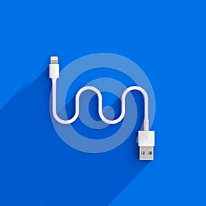 3d render image of a usb cable on blue background photo