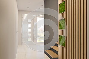 3d render interior design of a foyer in a private country house