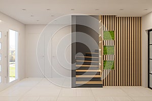 3d render interior design of a foyer in a private country house