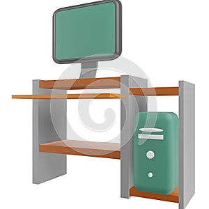 3d render old model computer and cpu set