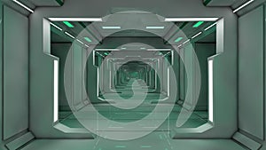 3d render interior. Futuristic hallway.