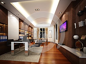 3d render of interior working room,