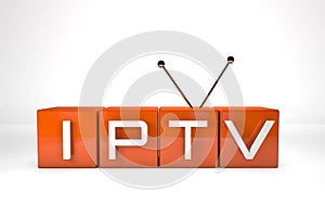 3D render . IPTV . Online television broadcasting . Technology concept