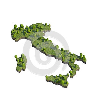 3d render of italy map section cut isolated on white with clipping path