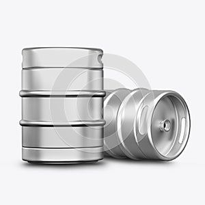 3D render kegs on a white background