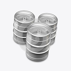 3D render kegs on a white background