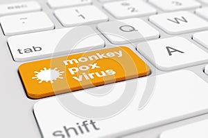 3d render of a keyboard with orange monkeypox virus button