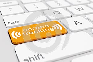 3d render of a keyboard with an orangekey - corona tracking