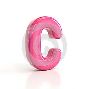 3D letter C pink alphabet render