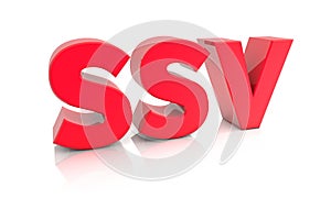 3d render of the letters SSV isolated on a white background photo