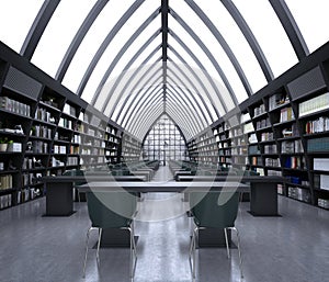 3d render of library interior