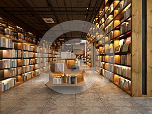 3d render library interior