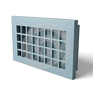 Light Blue Rectangular Air Vent Grille with a Grid Pattern on a White Background ventilation