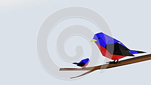 3d render low poly colorful bird